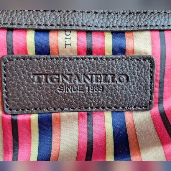 Tignanello "Perfect Pockets" Mini Tote Handbag With Feet Red and Brown - Picture 9 of 12